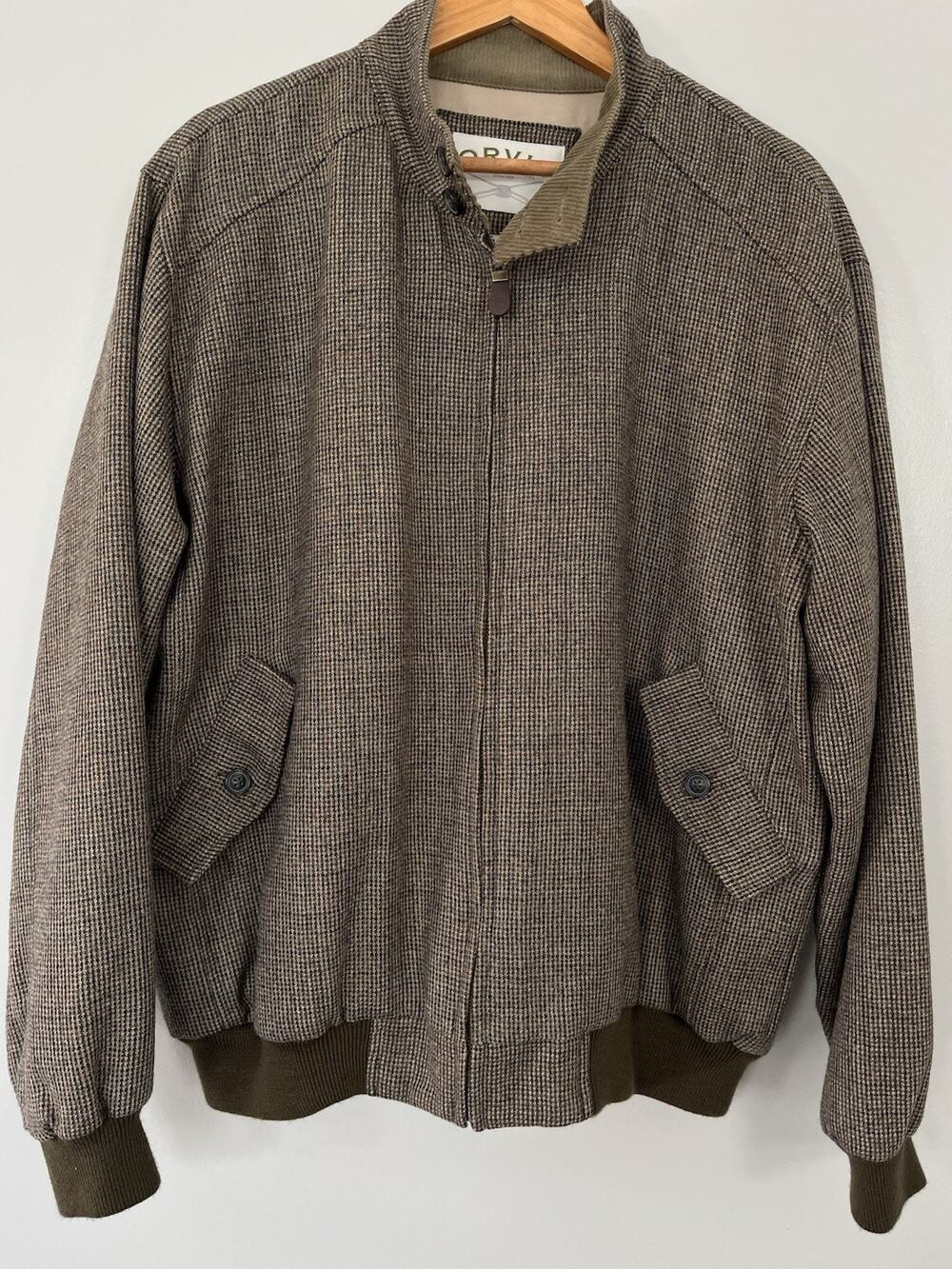 Vintage Orvis Wool Tweed Bomber Jacket Mens Large